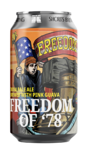 Freedom of 78 beer can with illustration of men in boats