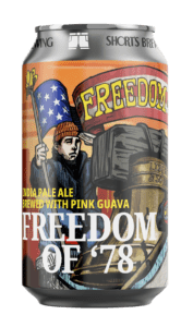 Freedom of 78 beer can with illustration of men in boats