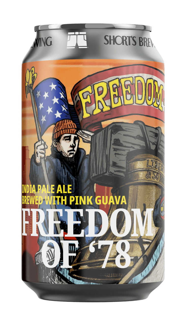 Freedom of 78 beer can with illustration of men in boats
