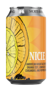 Nicie beer can with illustration of oranges, lemons, and peppercorns
