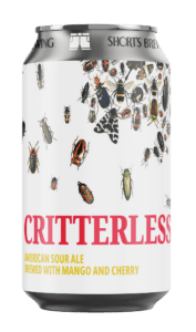 Critterless beer can with illustrations of bugs