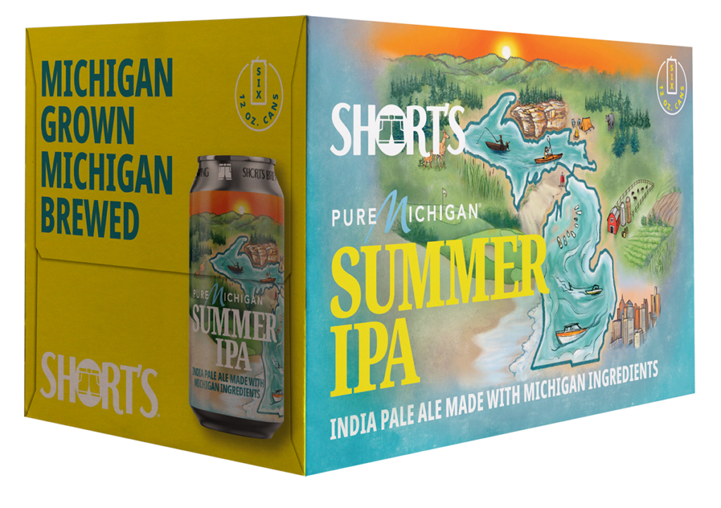 Six pack of beer with Summer illustration