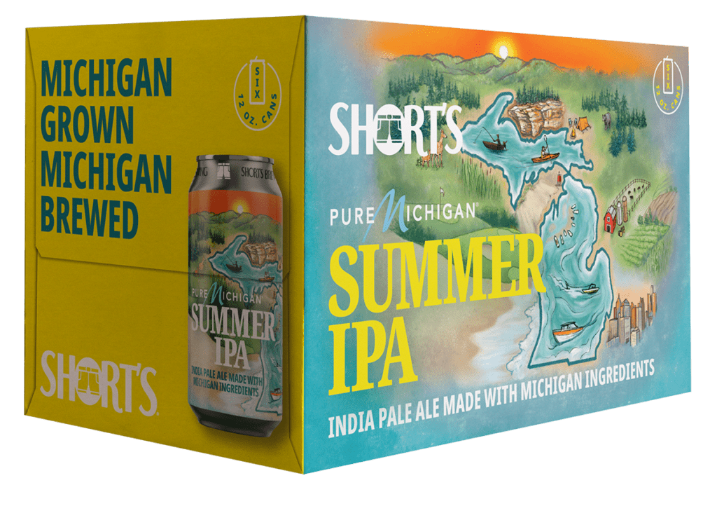 Six pack of beer with Summer illustration