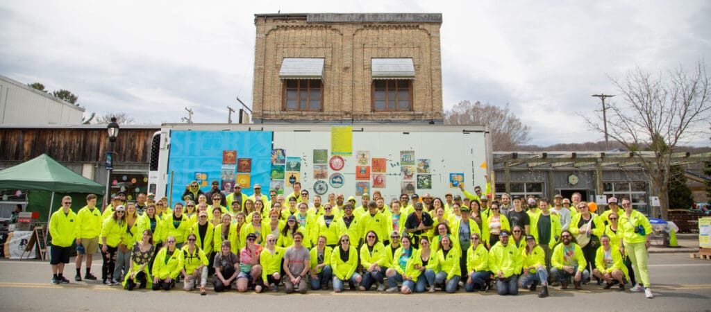 Short's Staff, gearing up for Anni Party 2022 wearing high-vis yellow