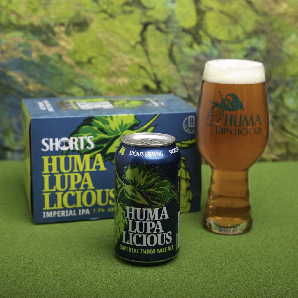 Photo of Huma Lupa Licious can, pour, and six pack